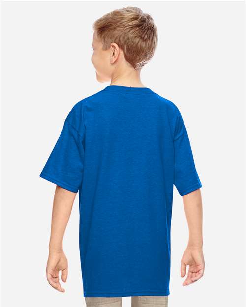 Gildan 5000B, Youth Heavy Cotton T-shirt, Neon Blue