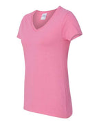 Gildan 5V00L, Women's Heavy Cotton V-neck T-shirt, Azalea