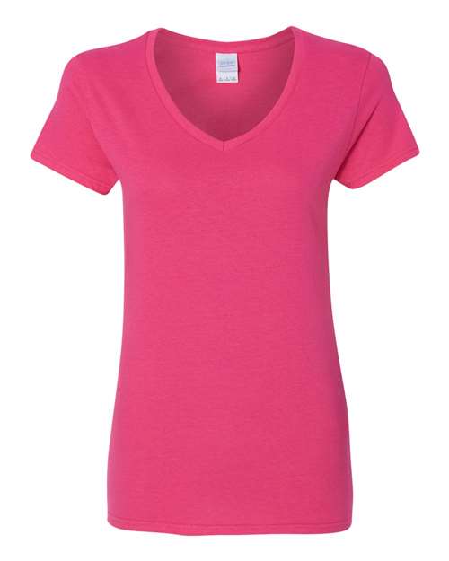 Gildan 3461, 5v00l Women's Heavy Cotton V-neck T-shirt, Heliconia