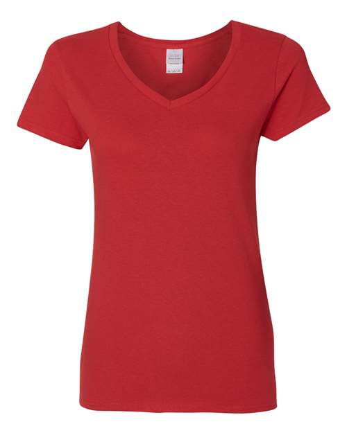 Gildan 3461, 5v00l Women's Heavy Cotton V-neck T-shirt, Red