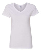 Gildan 3461, 5v00l Women's Heavy Cotton V-neck T-shirt, White