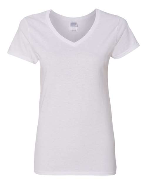 Gildan 3461, 5v00l Women's Heavy Cotton V-neck T-shirt, White
