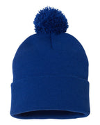 Sportsman SP15, 3015 12" Pom-pom Cuffed Beanie, Royal Blue