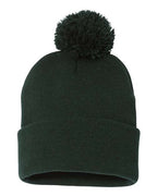 Sportsman SP15, 12" Pom-pom Cuffed Beanie, Forest