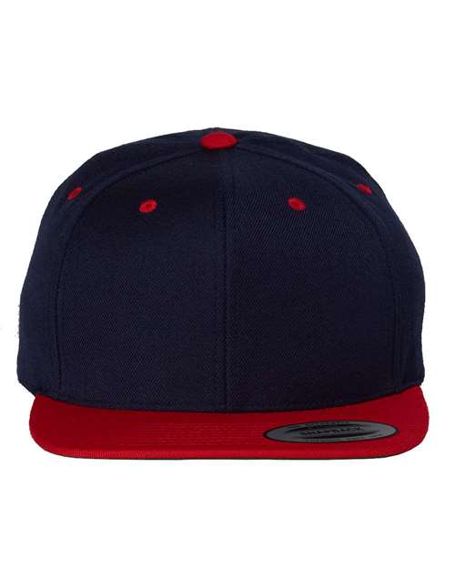 YP Classics 6089M, Premium Flat Bill Snapback Cap, Navy/ Red