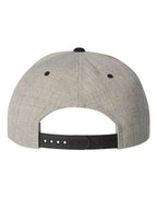 YP Classics 6089M, Premium Flat Bill Snapback Cap, Heather/ Black