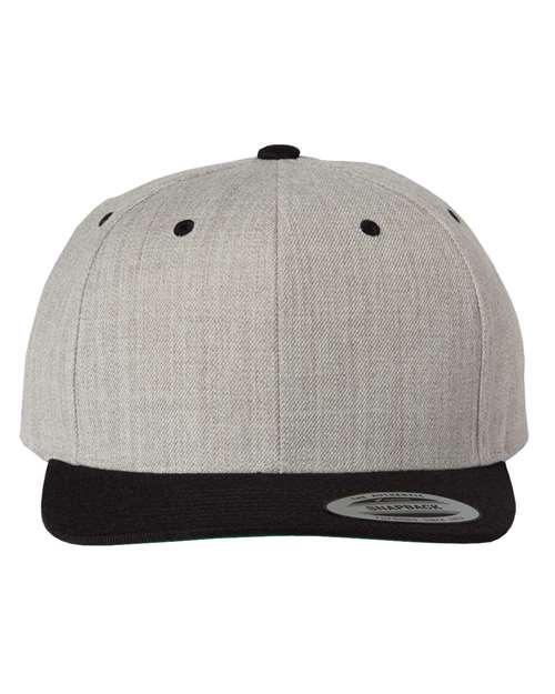 YP Classics 6089M, Premium Flat Bill Snapback Cap, Heather/ Black