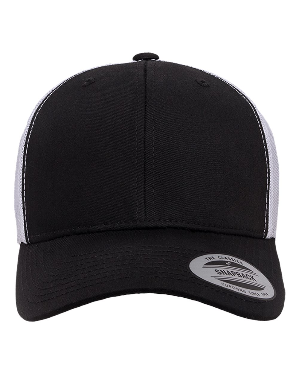 YP Classics 6606, Retro Trucker Cap, Black/ White