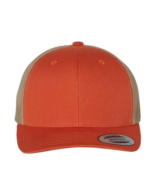 YP Classics 6606, Retro Trucker Cap, Rustic Orange/ Khaki