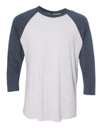 Next Level 6051, T-Shirts - Premium, Indigo Sleeves/ Heather White Body