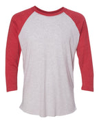 Next Level 6051, T-Shirts - Premium, Vintage Red Sleeves/ Heather White Body