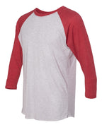 Next Level 6051, T-Shirts - Premium, Vintage Red Sleeves/ Heather White Body