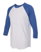 Next Level 6051, T-Shirts - Premium, Vintage Royal Sleeves/ Heather White Body