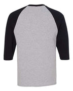 Gildan 3900, 5700 Unisex Heavy Cotton Raglan Three-quarter Sleeve T-shirt, Sport Grey/ Black