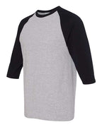 Gildan 5700, Unisex Heavy Cotton Raglan Three-quarter Sleeve T-shirt, Sport Grey/ Black