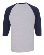 Gildan 5700, Unisex Heavy Cotton Raglan Three-quarter Sleeve T-shirt, Sport Grey/ Navy