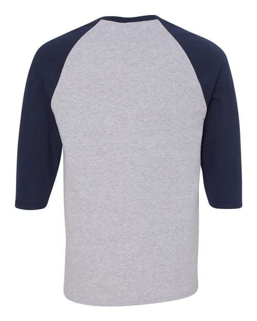 Gildan 5700, Unisex Heavy Cotton Raglan Three-quarter Sleeve T-shirt, Sport Grey/ Navy