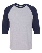 Gildan 5700, Unisex Heavy Cotton Raglan Three-quarter Sleeve T-shirt, Sport Grey/ Navy