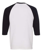 Gildan 3900, 5700 Unisex Heavy Cotton Raglan Three-quarter Sleeve T-shirt, White/ Black