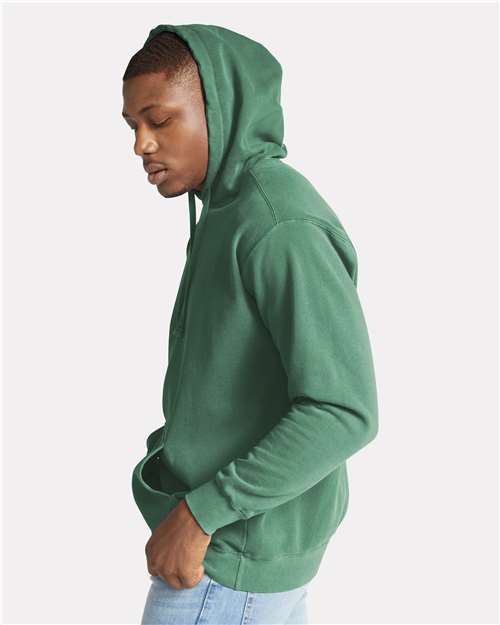Comfort Colors 1567, Unisex Garment-dyed Hooded Sweatshirt, Light Green