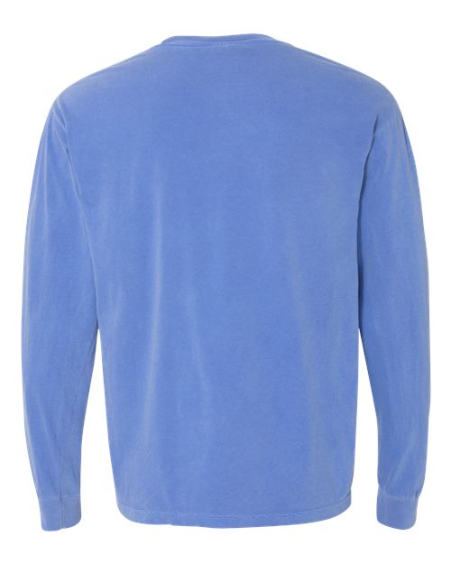 Comfort Colors 6014, Unisex Garment-dyed Heavyweight Long Sleeve T-shirt, Flo Blue