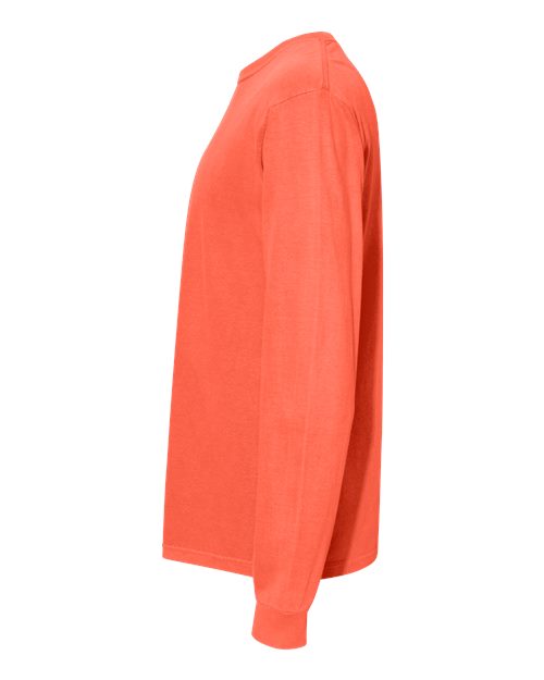 Comfort Colors 6014, Unisex Garment-dyed Heavyweight Long Sleeve T-shirt, Neon Red Orange