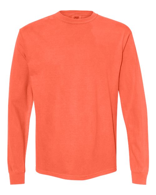 Comfort Colors 6014, Unisex Garment-dyed Heavyweight Long Sleeve T-shirt, Neon Red Orange