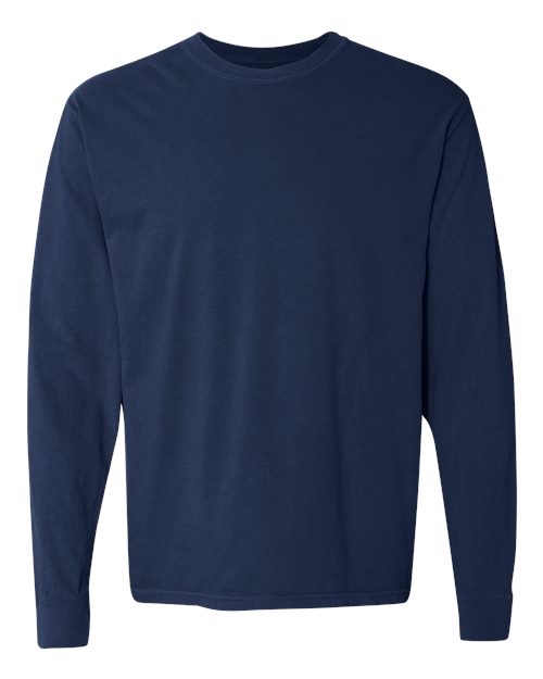 Comfort Colors 6014, Unisex Garment-dyed Heavyweight Long Sleeve T-shirt, True Navy