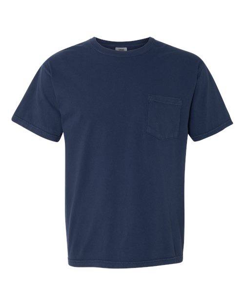 Comfort Colors 6030, Unisex Garment-dyed Heavyweight Pocket T-shirt, True Navy