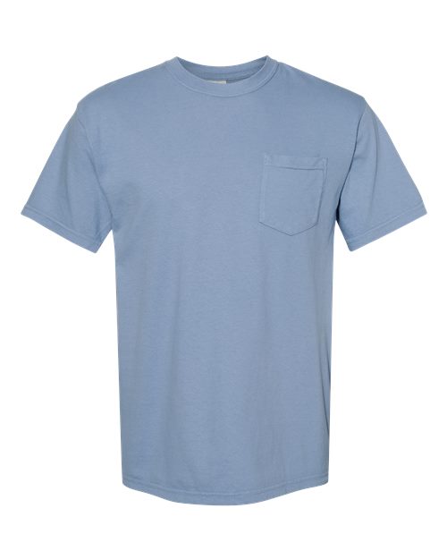 Comfort Colors 6030, Unisex Garment-dyed Heavyweight Pocket T-shirt, Washed Denim