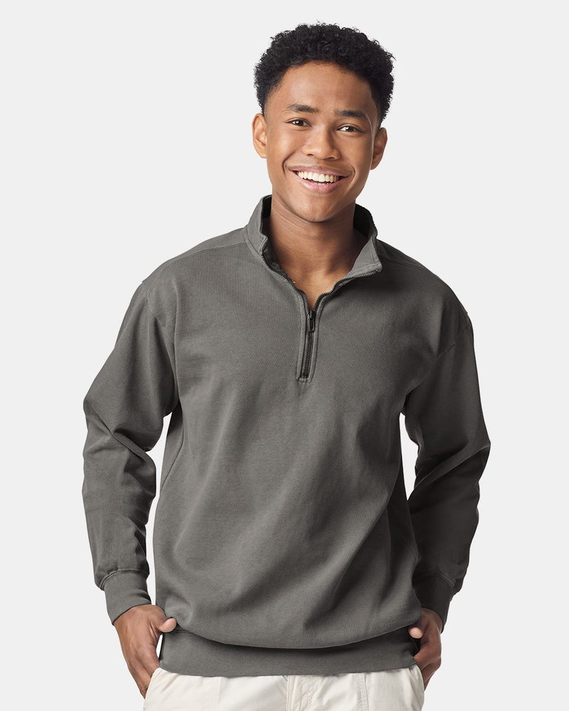 Comfort Colors 1580, Unisex Garment-dyed Quarter-zip Sweatshirt, Blue Jean