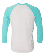 Next Level 6051, T-Shirts - Premium, Tahiti Blue Sleeves/ Heather White Body