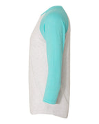 Next Level 6051, T-Shirts - Premium, Tahiti Blue Sleeves/ Heather White Body