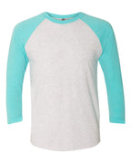 Next Level 6051, T-Shirts - Premium, Tahiti Blue Sleeves/ Heather White Body