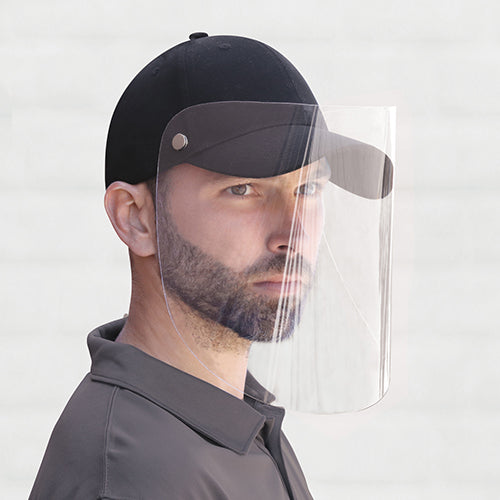 AJM International 5000M, 6 Panel Constructed Full-fit Cap With Retractable / Removable Shield, Black