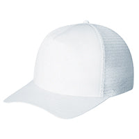 Polycotton / Polyester Mesh 5050M, Ajm 5 Panel Traditional (mesh Back), White