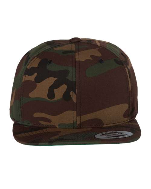 YP Classics 6089M, Premium Flat Bill Snapback Cap, Green Camo