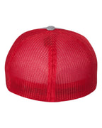 Flexfit 6311, 4303 Mélange Trucker Cap, Heather Grey/ Red