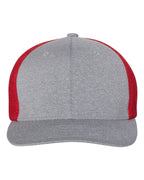 Flexfit 6311, 4303 Mélange Trucker Cap, Heather Grey/ Red