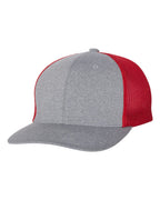 Flexfit 6311, 4303 Mélange Trucker Cap, Heather Grey/ Red