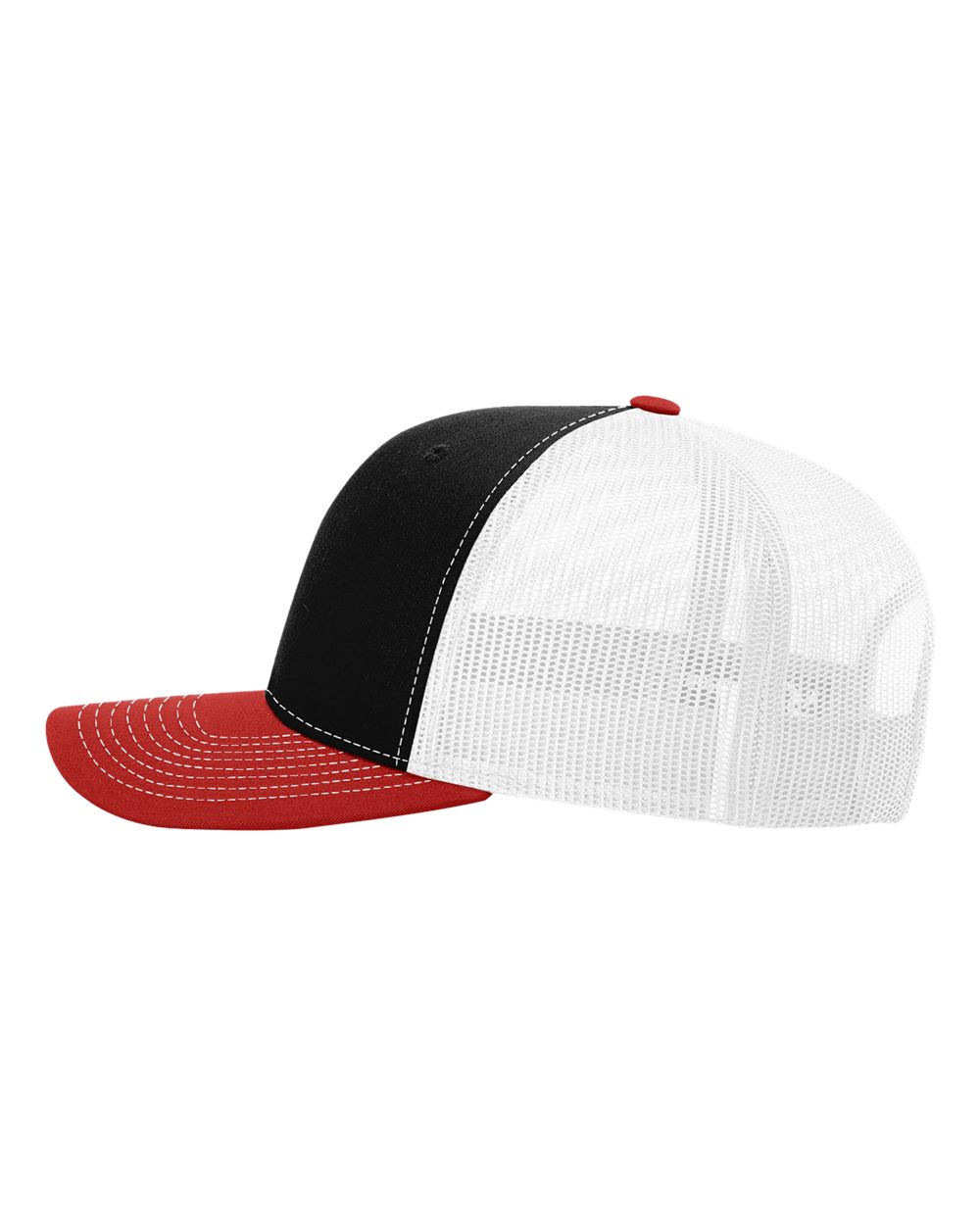 Richardson 112, Snapback Trucker Cap, Black/ White/ Red