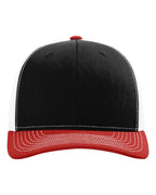 Richardson 112, Snapback Trucker Cap, Black/ White/ Red
