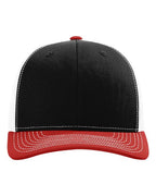 Richardson 112, Snapback Trucker Cap, Black/ White/ Red