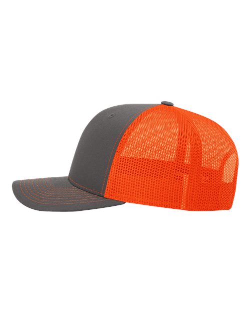 Richardson 112, Snapback Trucker Cap, Charcoal/ Neon Orange