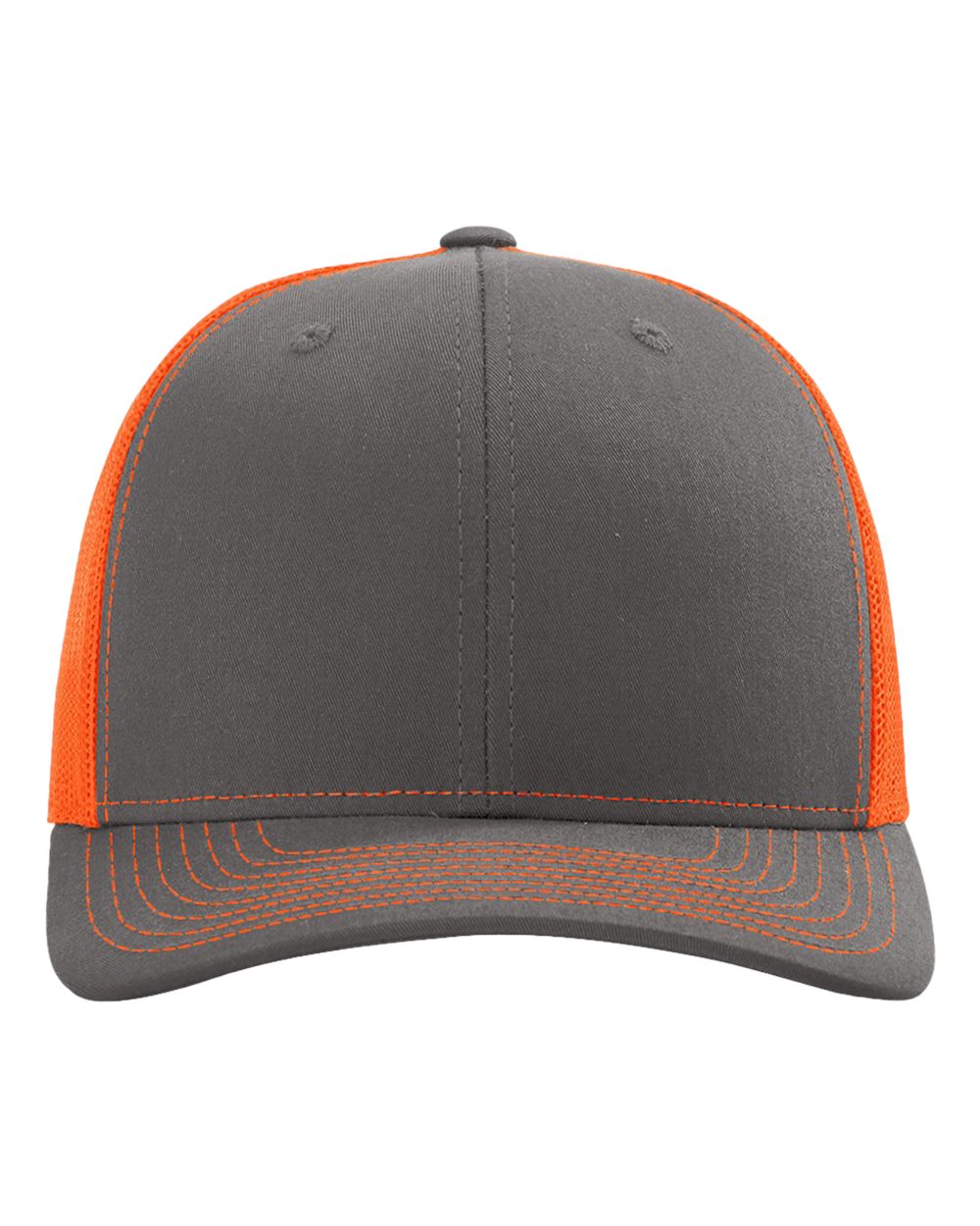 Richardson 112, Snapback Trucker Cap, Charcoal/ Neon Orange