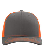 Richardson 112, Snapback Trucker Cap, Charcoal/ Neon Orange