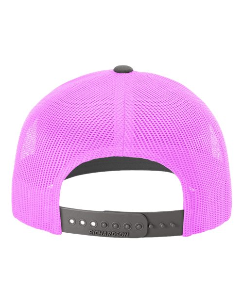 Richardson 112, Snapback Trucker Cap, Charcoal/ Neon Pink