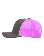 Richardson 112, Snapback Trucker Cap, Charcoal/ Neon Pink