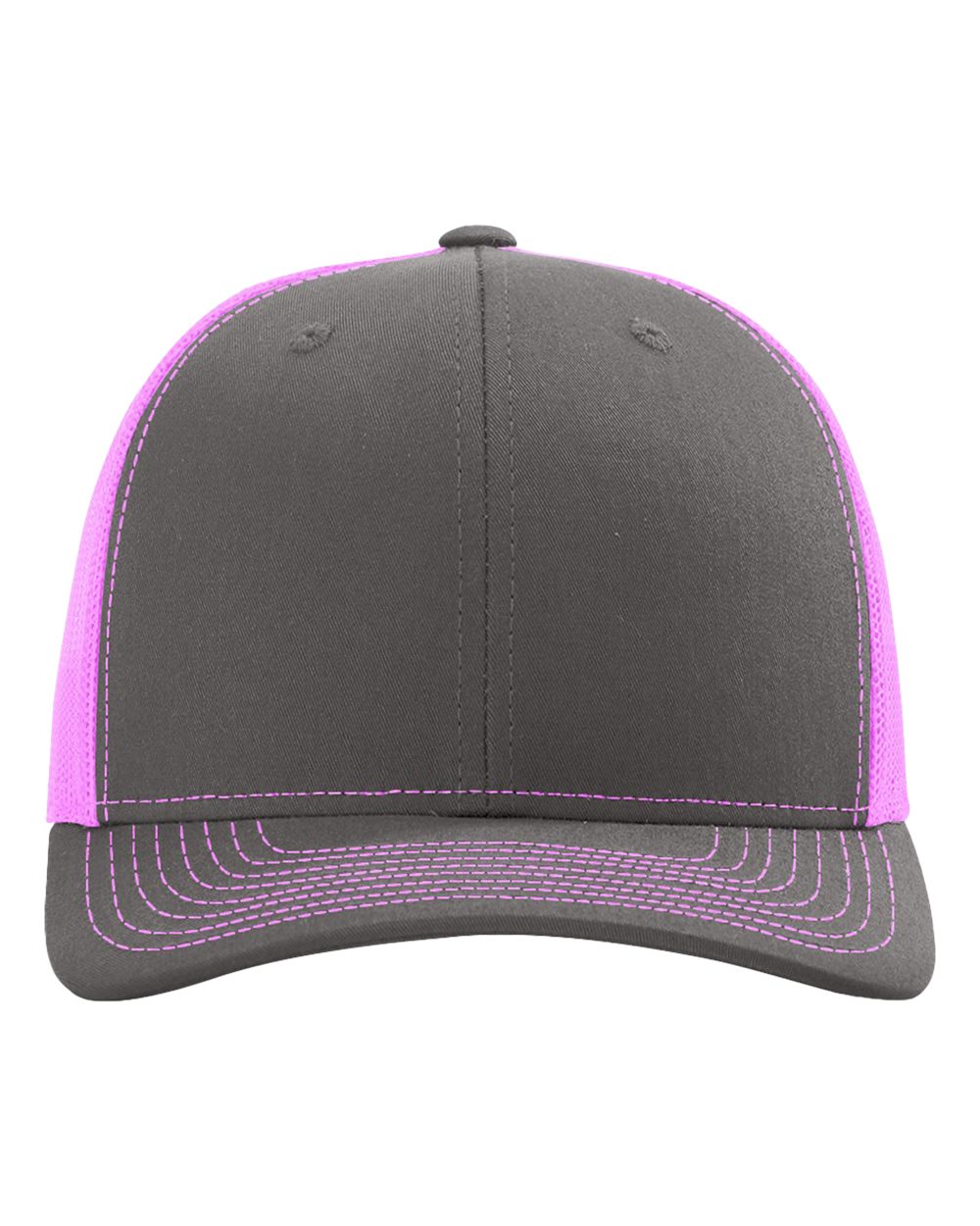 Richardson 112, Snapback Trucker Cap, Charcoal/ Neon Pink