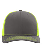 Richardson 112, Snapback Trucker Cap, Charcoal/ Neon Yellow